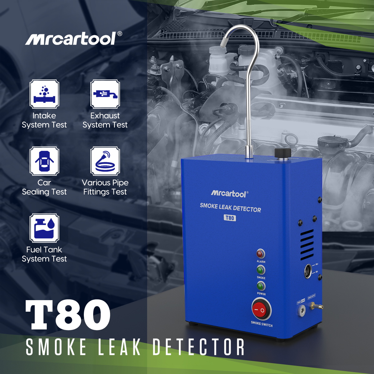 Smoke Leak Detector - MR CARTOOL Auto Rooklekdetector Machine T80