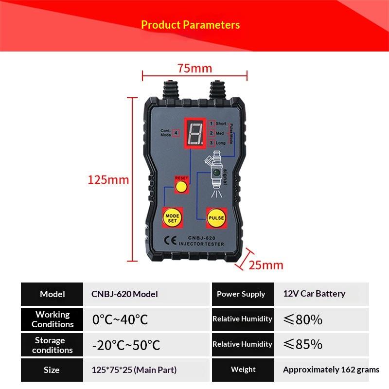 Fuel Injector Tester - Draagbare brandstofinjector-tester met 4-pulsmodus, brandstofsysteem-scantool, automotive