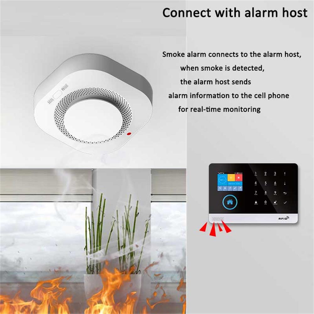 Smoke Leak Detector - 433MHz draadloze rookmelder brandalarmsensor voor huisbeveiligingssysteem